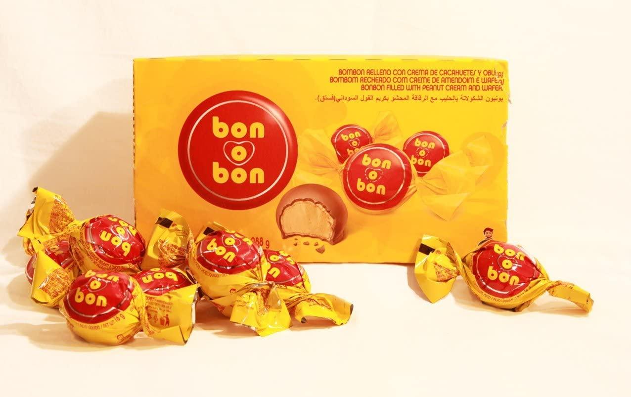 Bon O Bon Bonbons with Peanut Cream Filling and Wafer 450 Grs. 15.87 Ounce  (Pack of 1)