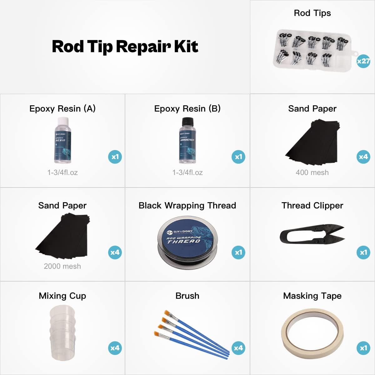  OJY&DOIIIY Fishing Rod Repair Kit, Rod Building Kit and Supplies  Including Fishing Rod Epoxy Glue 2 oz,Wrapping Thread and Clipper,Masking  Tape : Sports & Outdoors