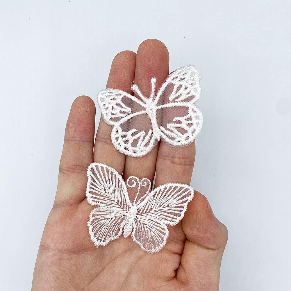 4 Pieces Embroidered Appliques,adhesive Embroidered Butterfly,iron-on  Patches for Dress Supplies,hair Butterfly,headpiece111-23 