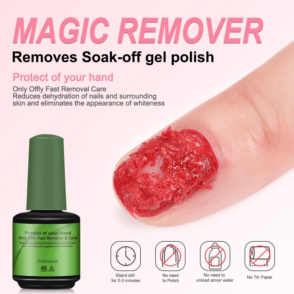 Magic Remover Gel Polish, Gel Nail Remover for Nail, Quick and Efficient  Without Damaging the Nail, Professional Manicure Salon DIY Nail Kit Gifts  for Girls Women (Green2)