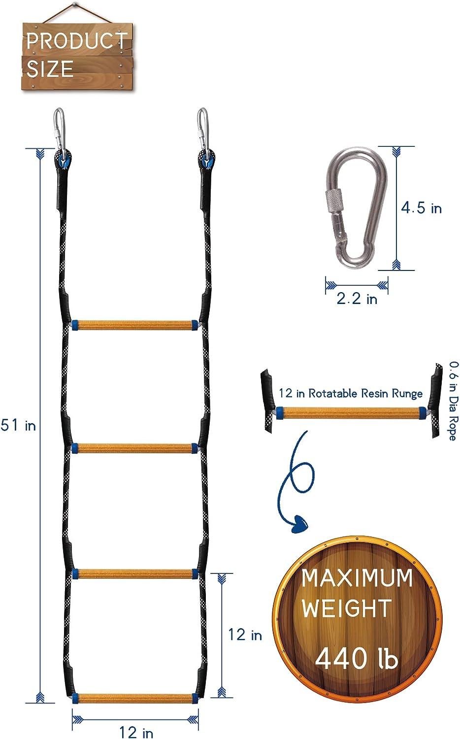 Nakustab Heavy Duty Boat Ladder, Resin Rungs Boat Rope Ladder 440lbs