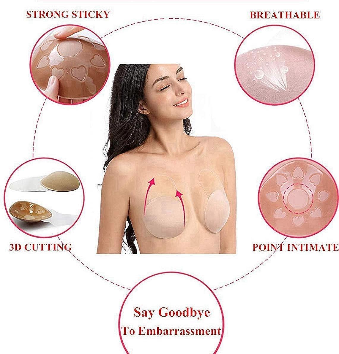 STbra Reusable Invisible Bra Lift Sticky Bras, Stylish Push Up Self  Adhesive Backless Strapless Sticky Bra Tape Lift A/B/C Cup 02beige
