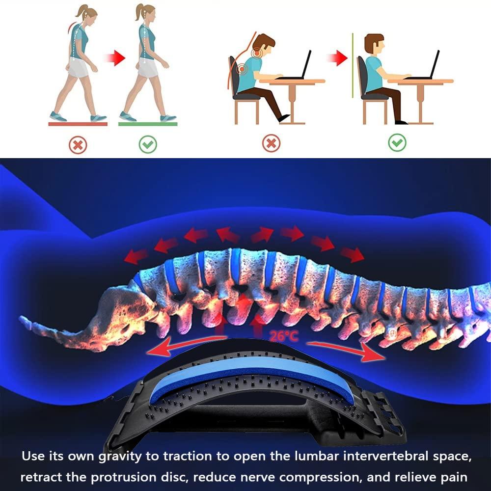 Back Stretcher for Lower Back Pain Relief, Multi-Level Lumbar Support  Stretcher Spinal Back Massager, Back Muscle Pain Relief Spine Cracker for  Sciatica, Herniated Disc, Scoliosis, Spinal Stenosis