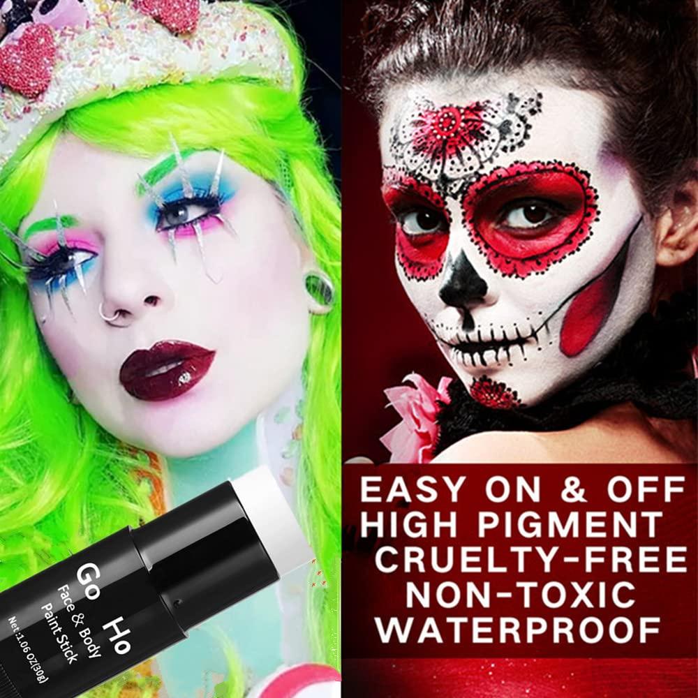 CCbeauty Clown White Face Paint Stick, Face Painting Kit, White Cream SFX Makeup Foundation, Professional Body Paint For Halloween Cosplay Costume Party,Skeleton Joker Mime Special Effects Makeup - View #2