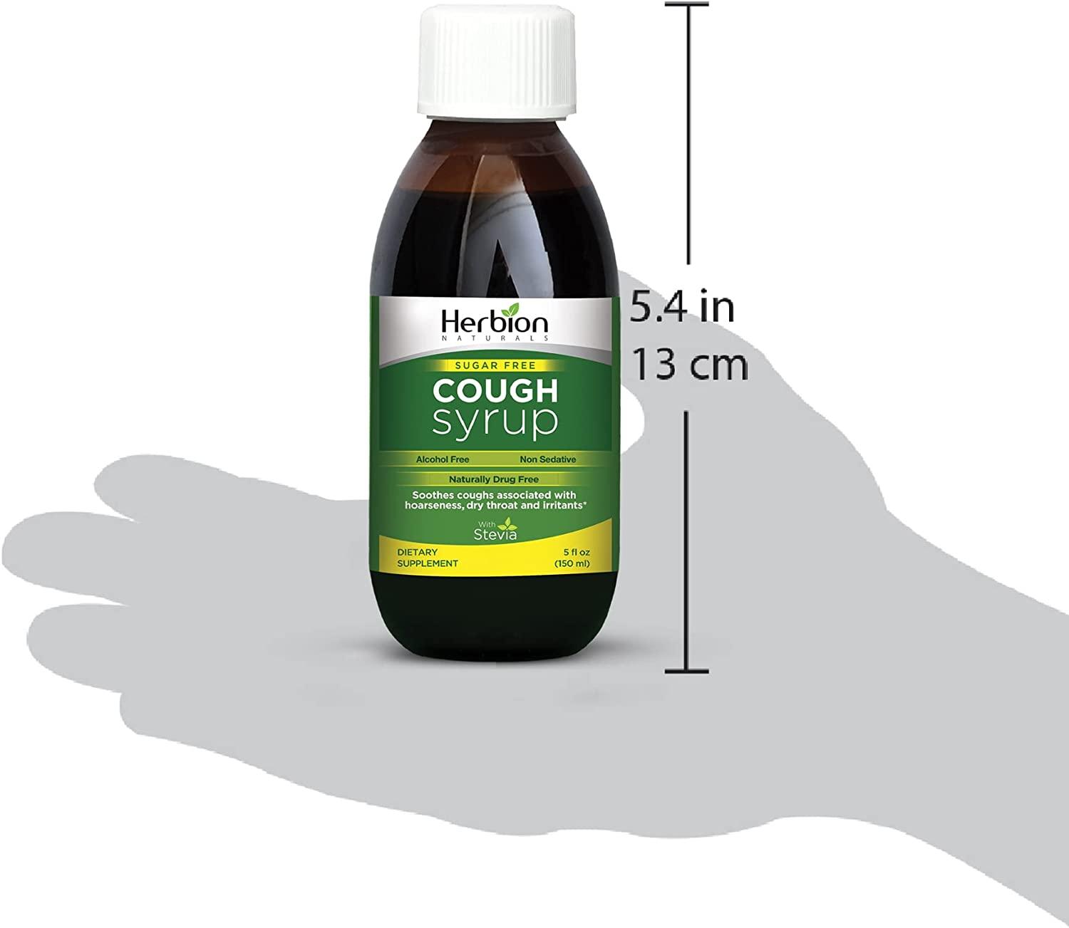 Herbion Naturals Cough Syrup with Stevia, Green, Sugar Free, 5.0 Fl Oz 1