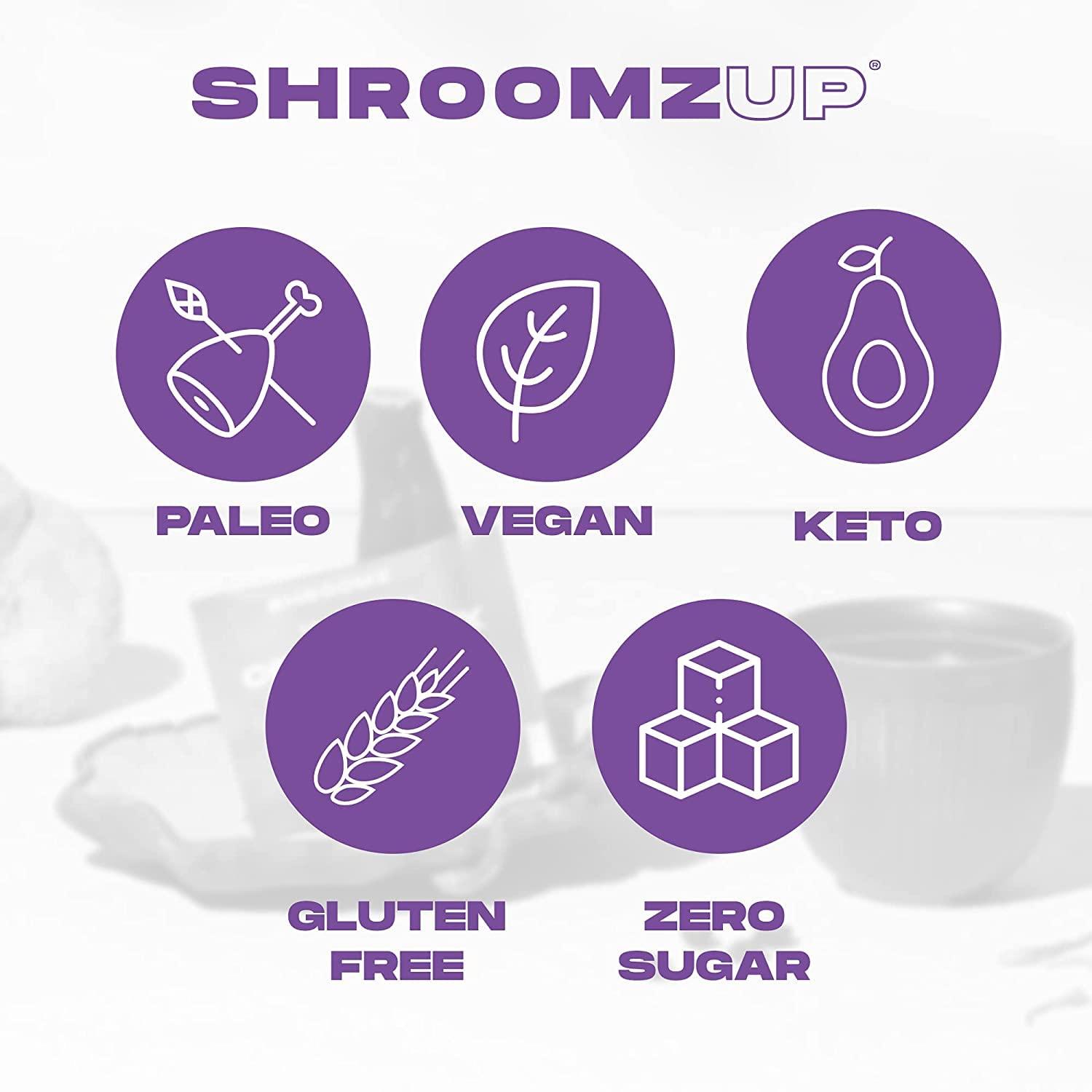 ShroomzUp Mushroom Coffee Instant 15 Pack with Lions Mane, Reishi