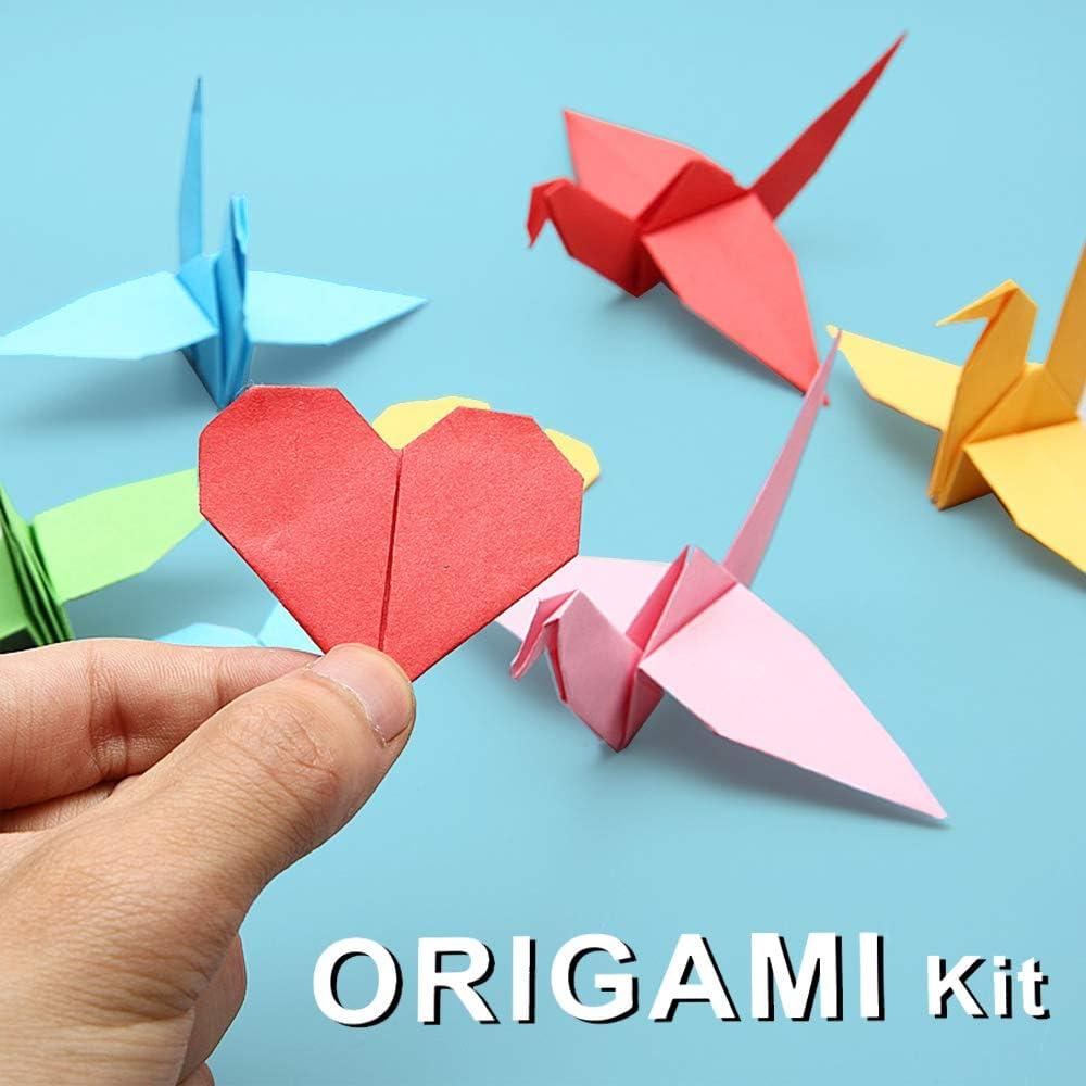 Kool Krafts Origami Paper - 100 Origami Paper Kit - Set Includes - 100 Sheets 20 Basic Colors 6x6 - Double Sided - Origami Book 25 Easy Colored