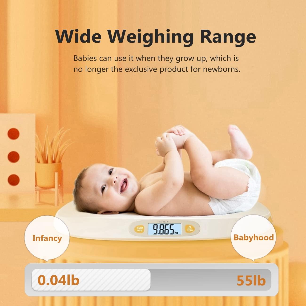 NUTRI FIT Digital Baby Scale Pet Scale Max 25kg/55lb Accurate Body Weight  Height Measure with 5ft Measuring Tape Weighing in Pounds and Ounces for Newborn  Babies,Infants,Toddlers,Pets
