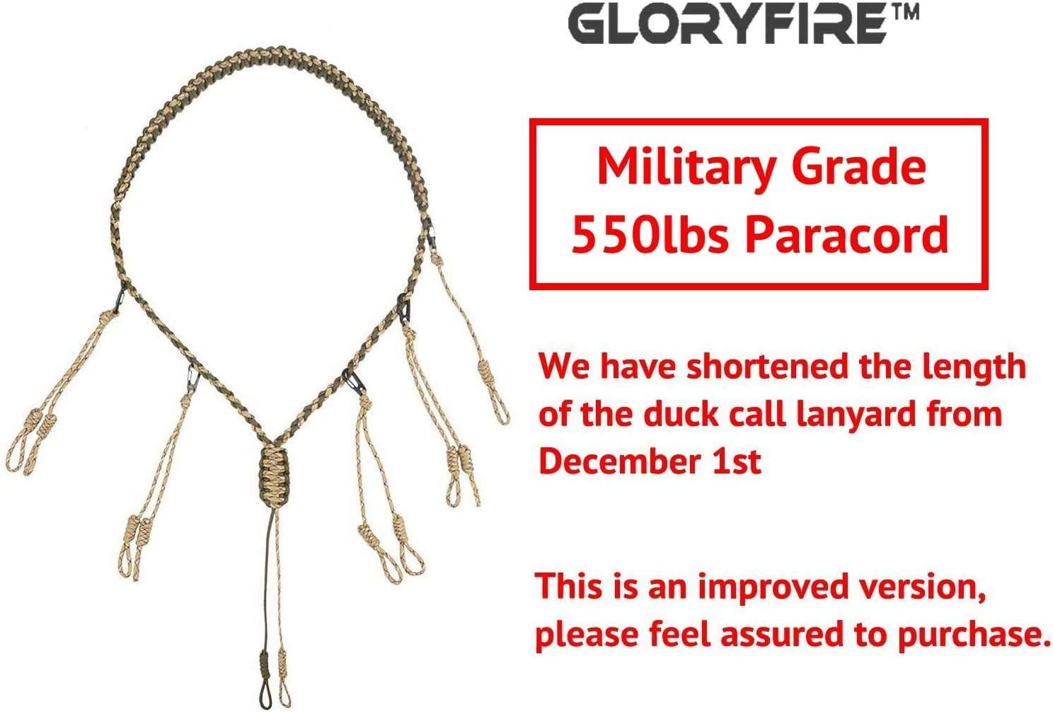 GLORYFIRE Duck Call Lanyard with Removable Drops Secures 5 Call Premium Military Grade Real