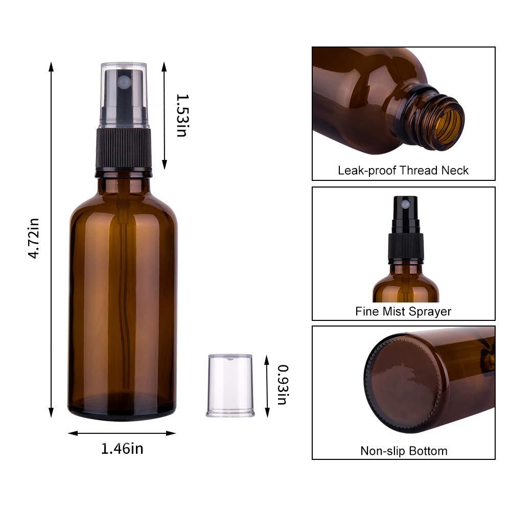 2oz Amber Glass Spray Bottles for Essential Oils, Small Empty Spray