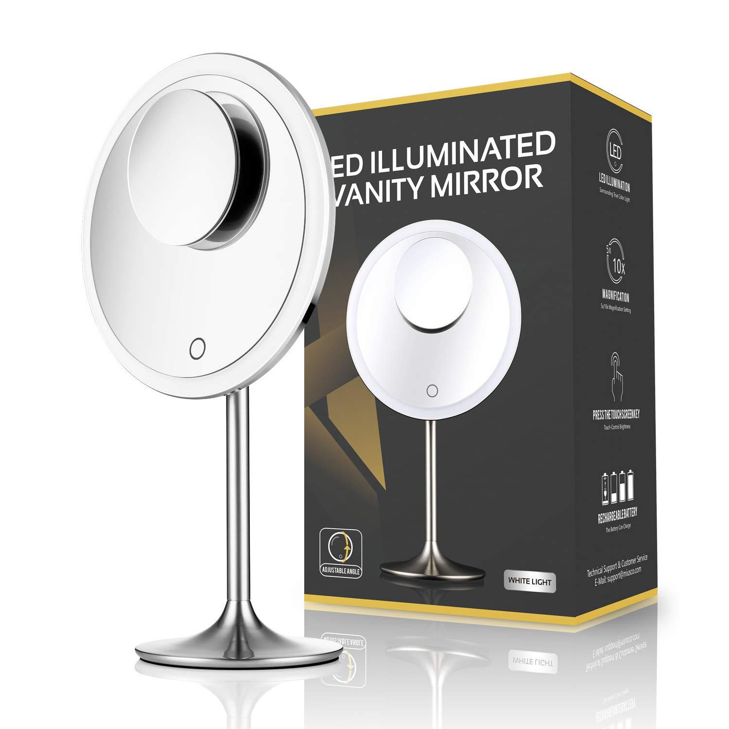 Miusco 9 Lighted Makeup Mirror Pro 5X + 10X Magnification Ultra Bright