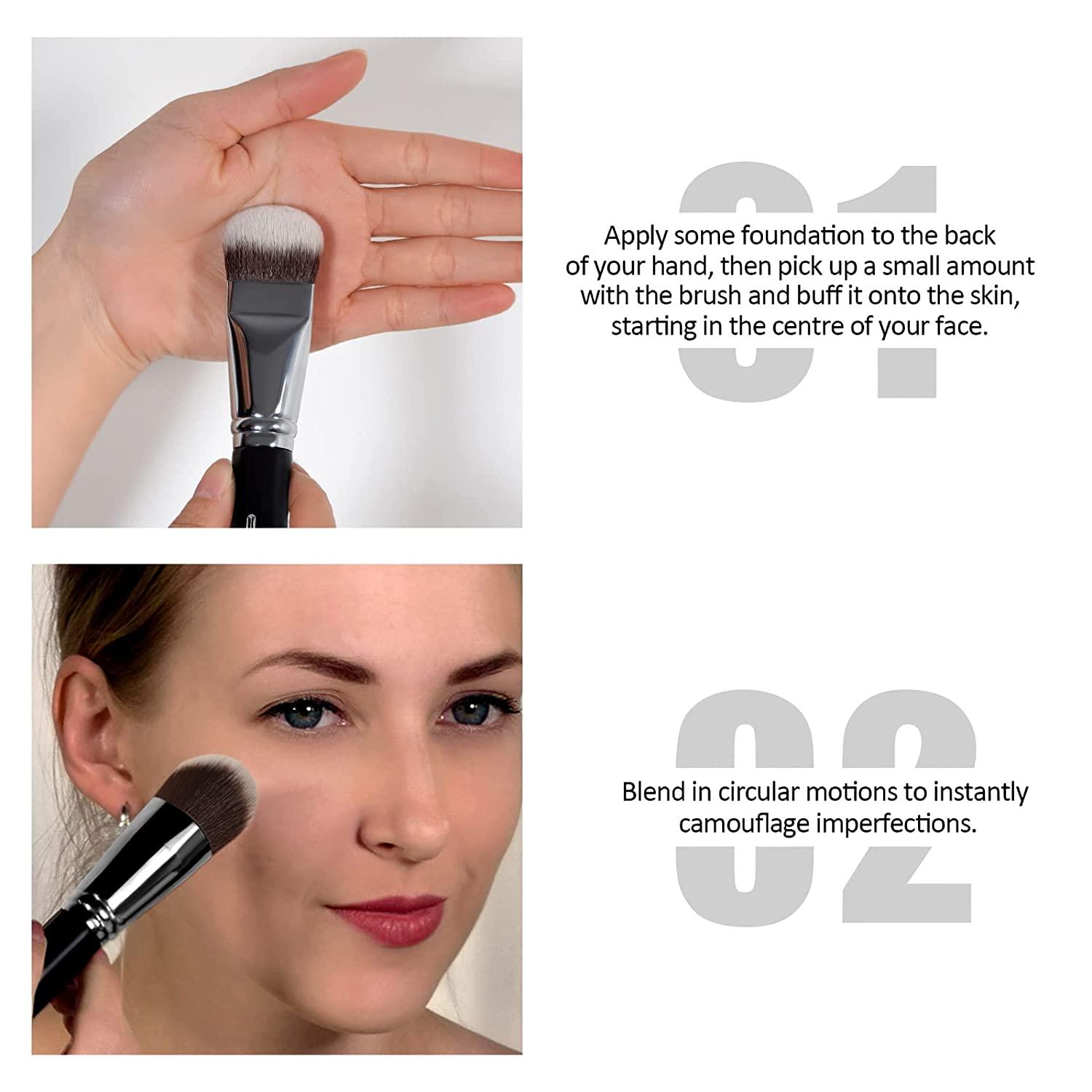 Foundation Brush PRO Slanted for Liquid Mask Kabuki Brush with Fiber