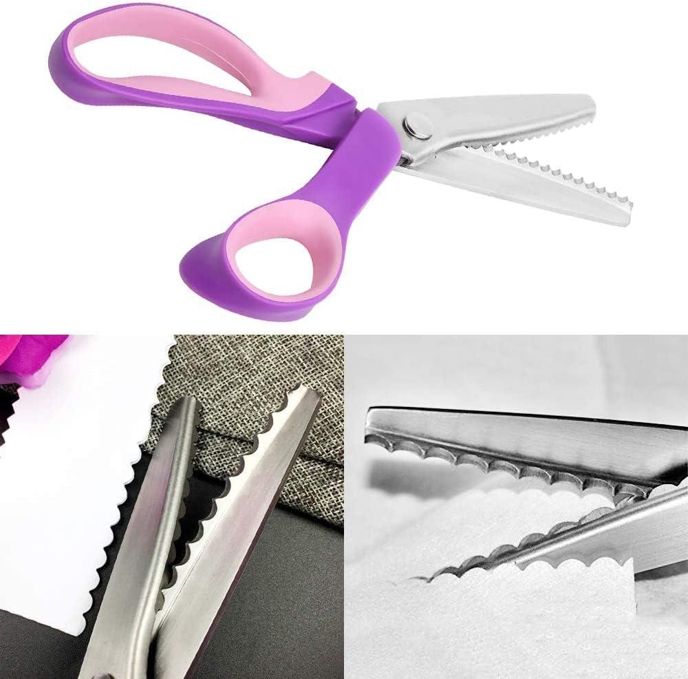Pinking Shears Scissors for Fabric 2-Piece Bundle of Zig Zag Scissors &  Scalloped Pinking Shears  100% Stainless Steel Sewing Pinking Shears for Fabric  Cutting Ideal Craft Scissors Decorative Edge Zigzag and