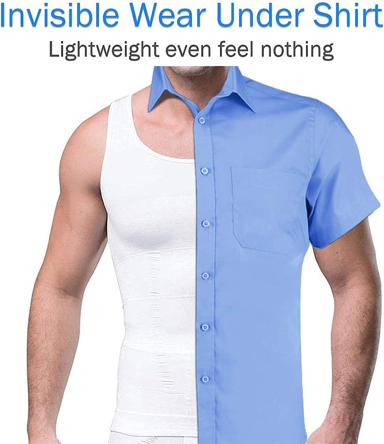 Aptoco Gynecomastia Compression Shirts for Men Tummy Control Body Shaper  Slimming Shapewear Undershirt Tank Top (XL, White)