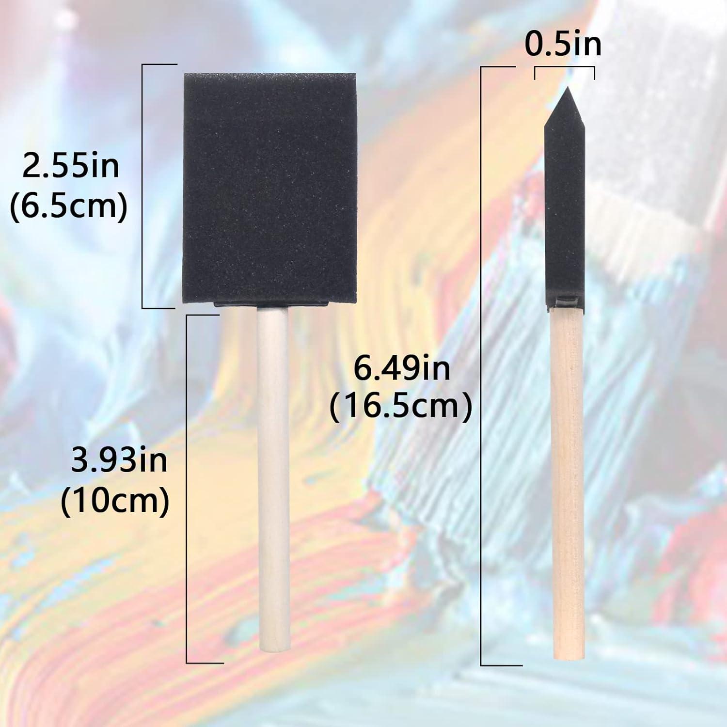 16 Pack Foam Paint Brushes & Sponges Set for Painting and Staining Black