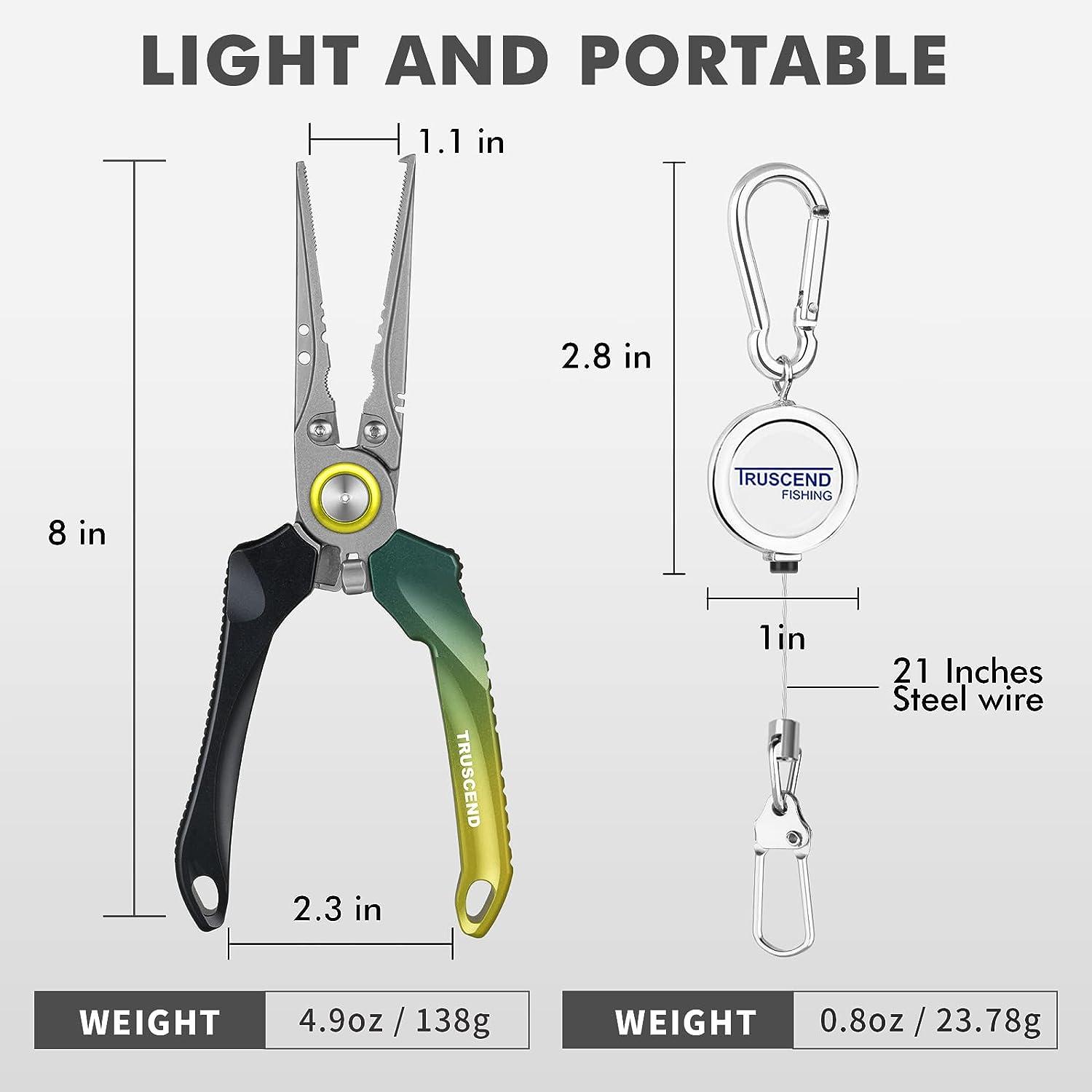 TRUSCEND Fishing Pliers Set with Fishing Zinger Retractor, Saltwater  Resistant Teflon Coated Multi-Function Fishing Gear, Unique Hook Remover  Split Ring Plier Fly Fishing Tools, Fishing Gifts for Men A-Alpine Green