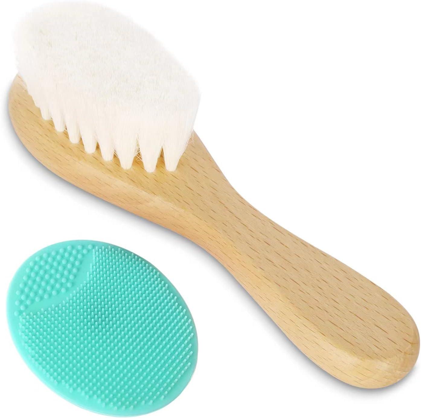 Baby Hair Brush Eycikafa Goat Bristles Brush and Baby Cradle Cap Brush
