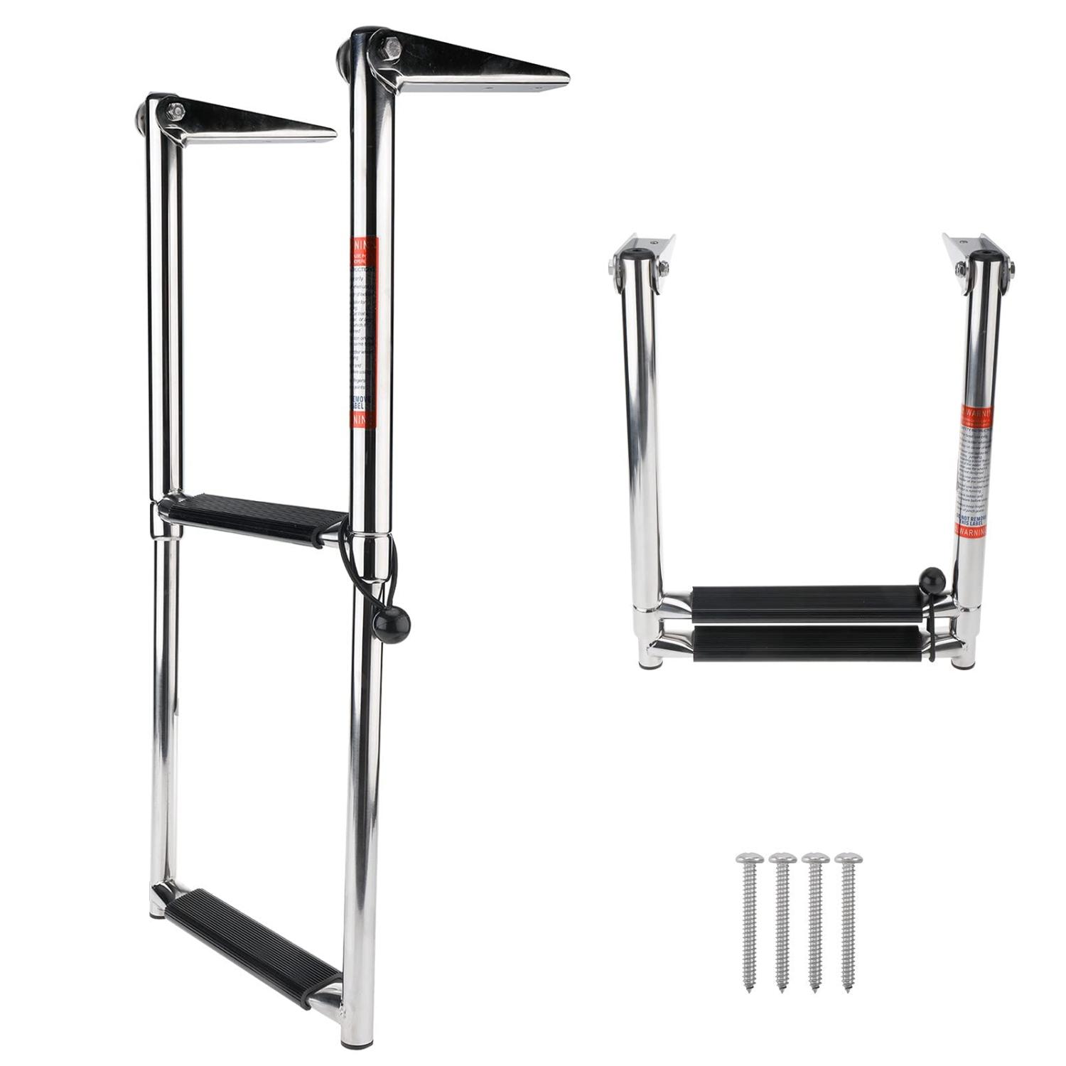 YaeMarine 2 Step Telescoping Boat Ladder Stainless Swim Marine Ladder