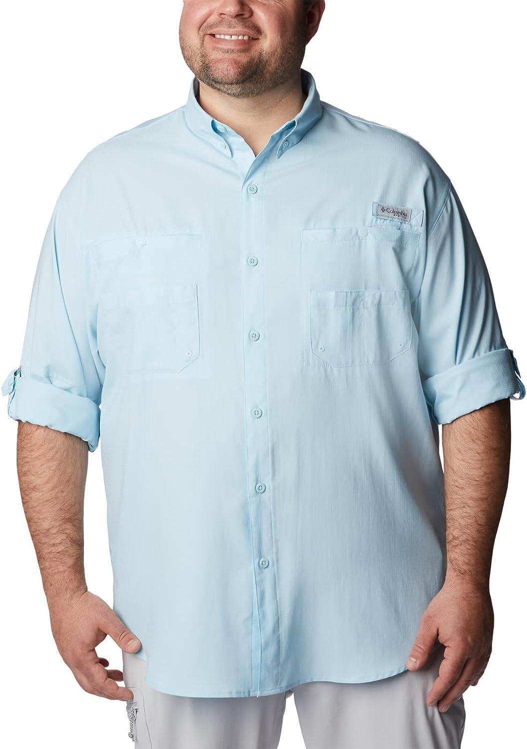 Columbia Men's PFG Tamiami II UPF 40 Long Sleeve Fishing Shirt, Spring  Blue, Large