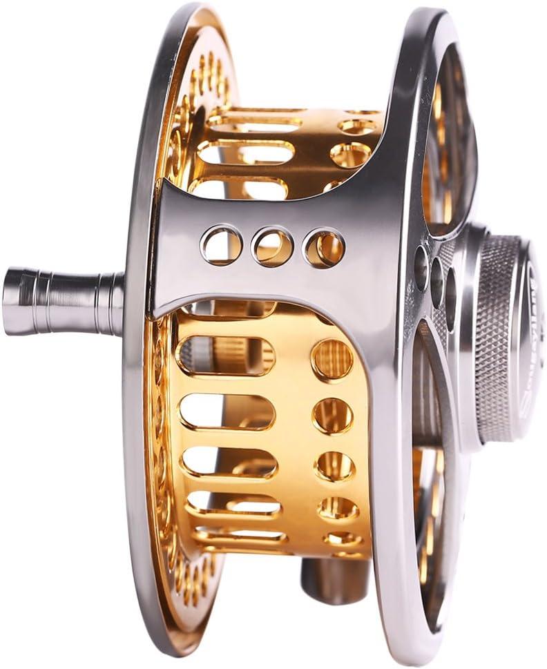 Sougayilang Fly Fishing Reel Large Arbor 2+1 BB with CNC-machined Aluminum  Alloy Body and Spool in Fly Reel Sizes 5/6,7/8 A-Golden 5/6 Reel