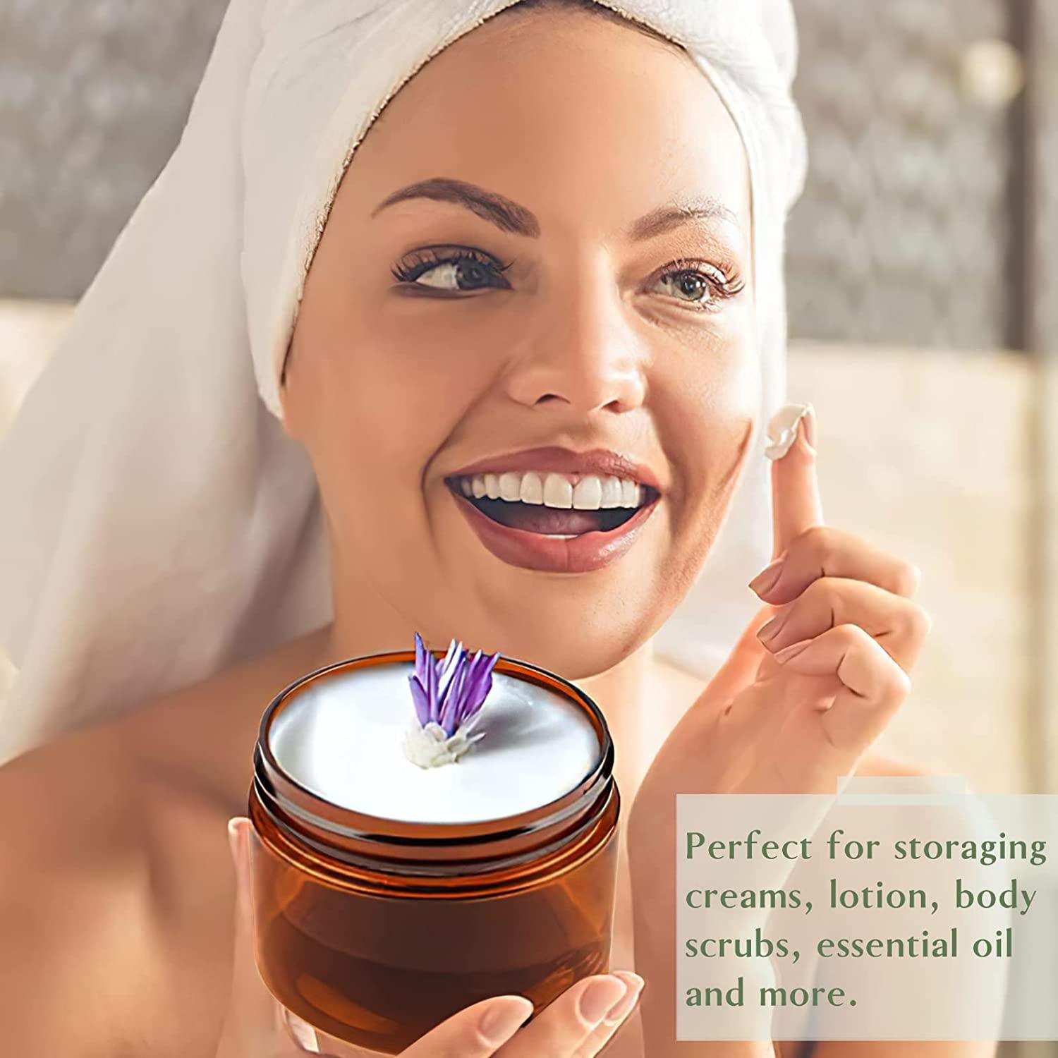 Qeirudu 4 oz Amber Plastic Jars with Lids and Labels, 12 Pack