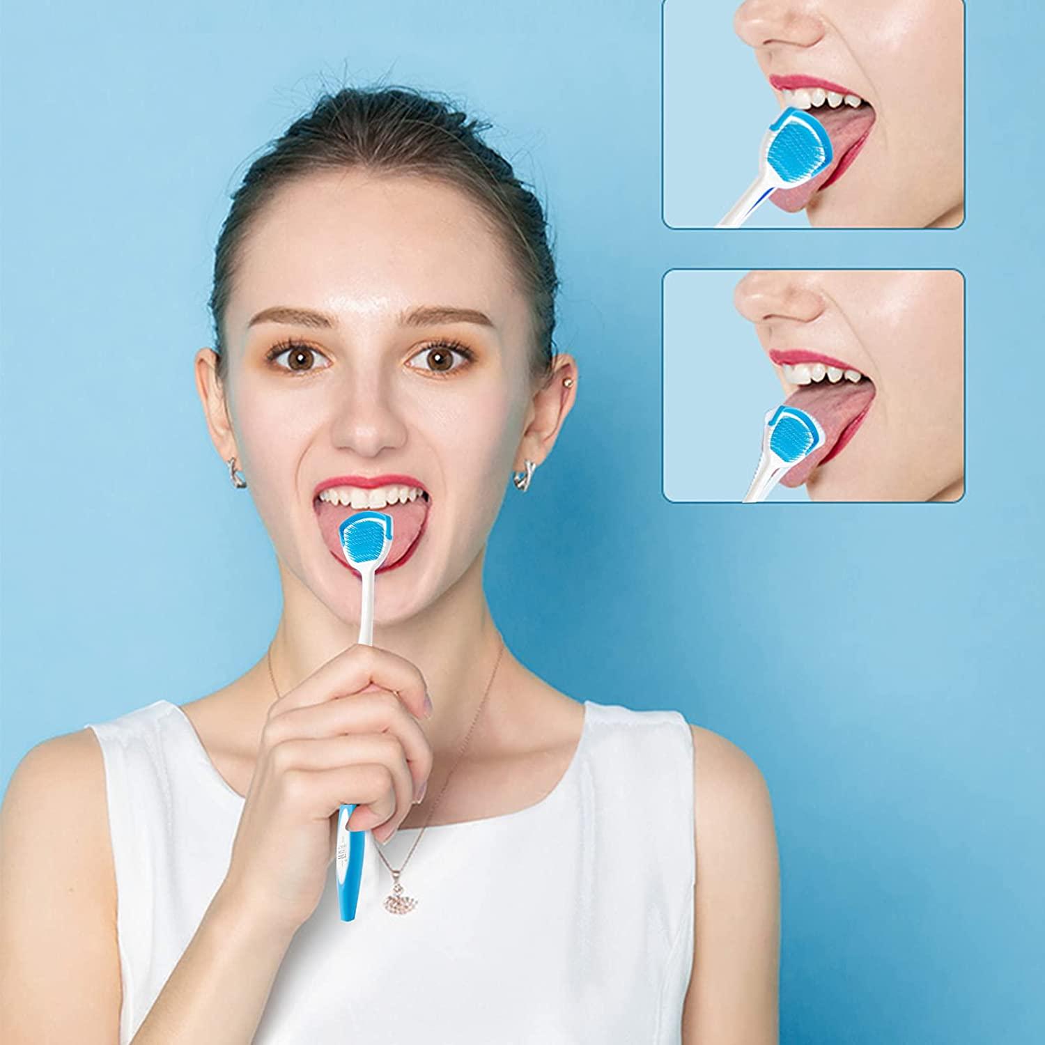 Emsiok 5 PCS Tongue Scraper, Tongue Brush Tongue Cleaner Brush Tongue