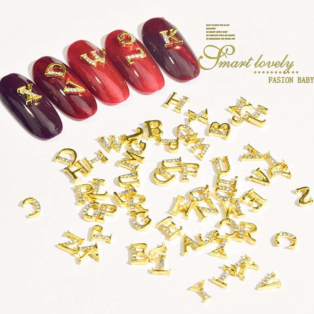 WOKOTO 78Pcs Gold Rose Gold And Black Nail Letters Charms For
