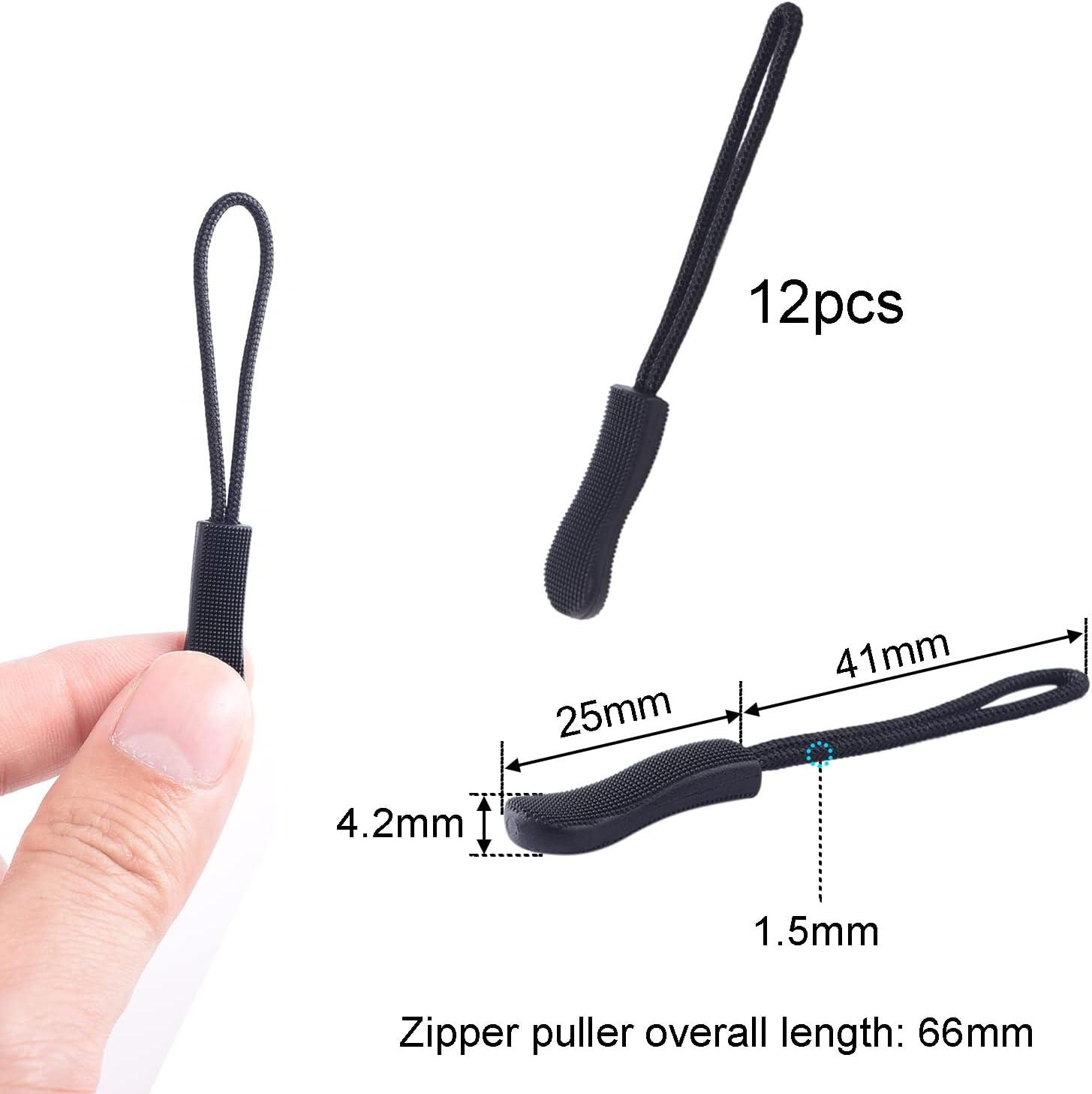 Universal Zipper Pull Replacement Kit 12 Pack Balck Extenders for