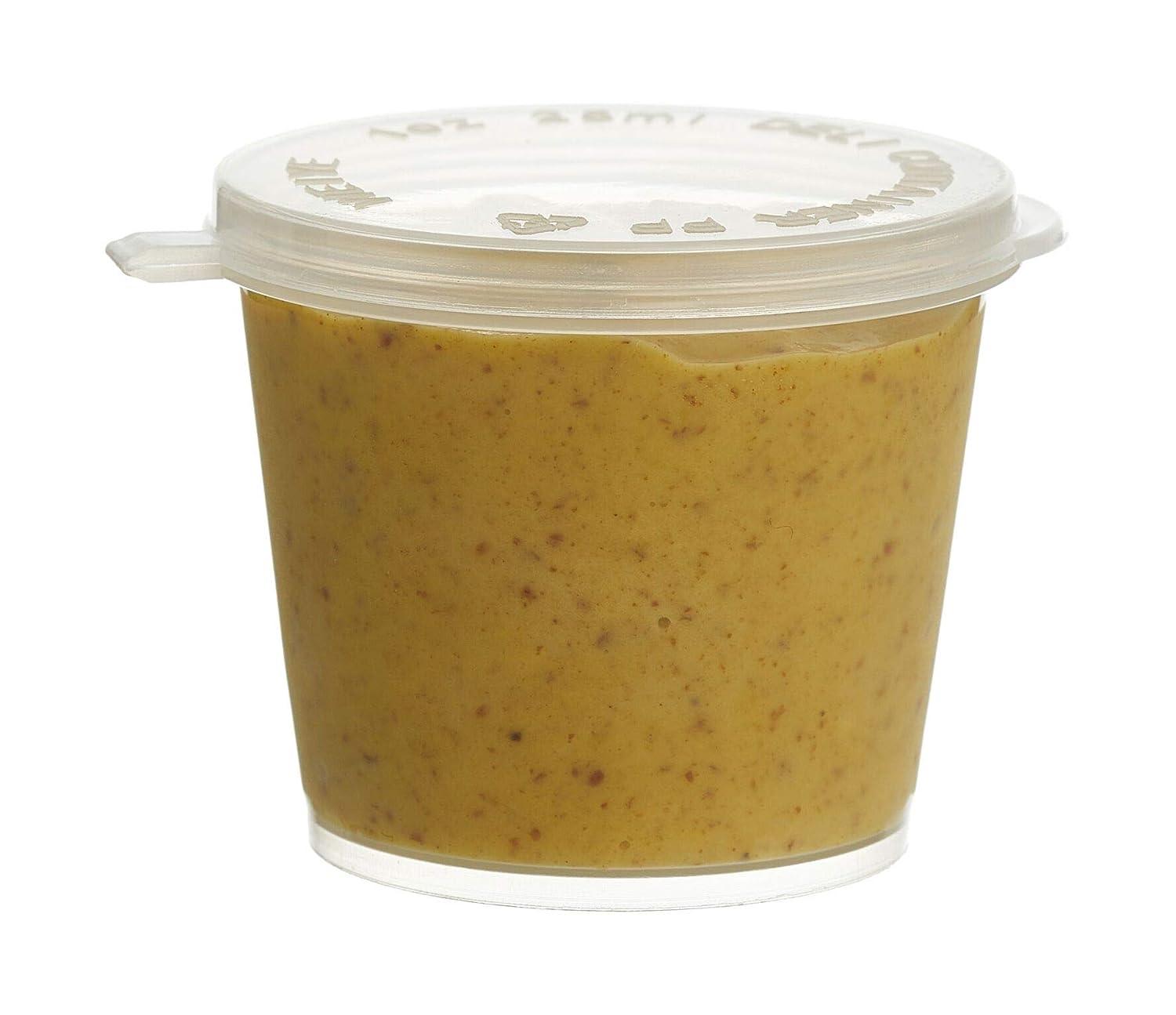 50 Pack] 1 Oz Leak Proof Plastic Condiment Souffle Containers with