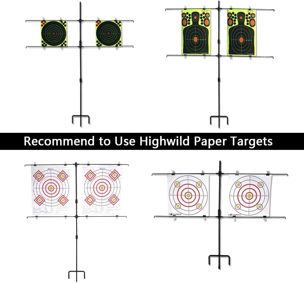 Highwild Adjustable Paper Target Stand, Frame with 8 Clips Clear