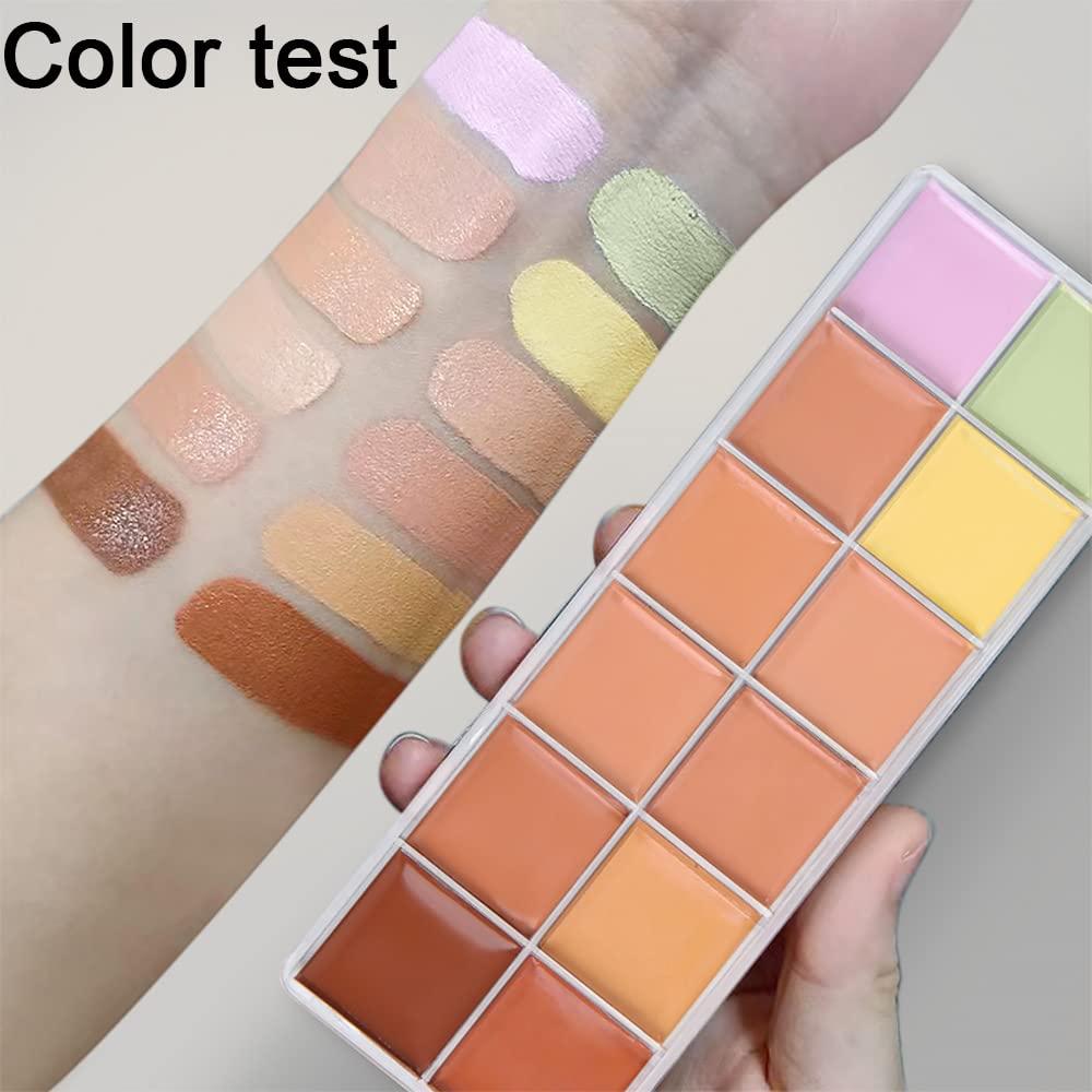 Professional Color Correcting Concealer Palette Cream Contouring Makeup Kit  for Tattoo Concealer or Corrects Dark Circles Red Marks Scars.Light Medium  Creamy Concealer for Mature Skin.Longwear&Waterproof 01