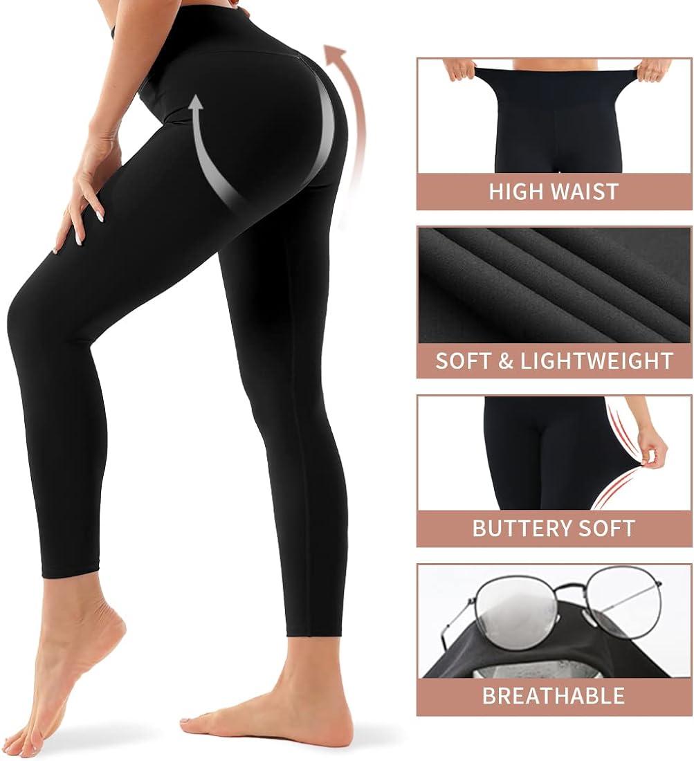 4 Pack Leggings for Women Butt Lift High Waisted Tummy Control No