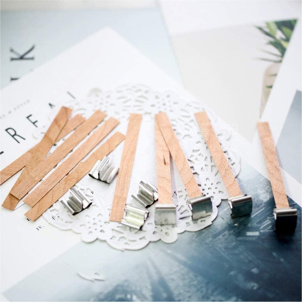 Wooden Candle Wicks,50 Pcs 5.1 X 0.51 Inch Natural Smokeless Wood Wicks  with Iron Stand Candle Cores for DIY Candle Making Craft.