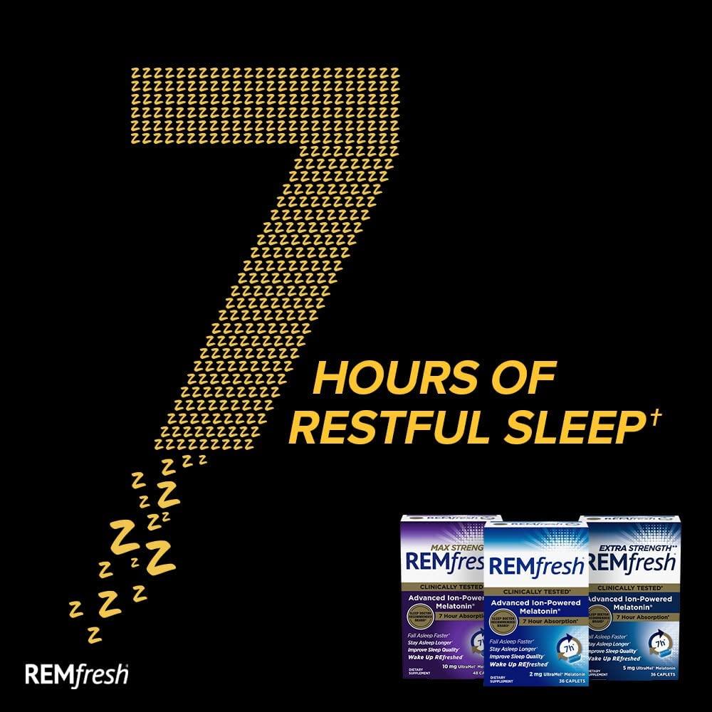 REMfresh 2mg Advanced Melatonin Sleep Aid Supplement (2 Pack of 36 caps