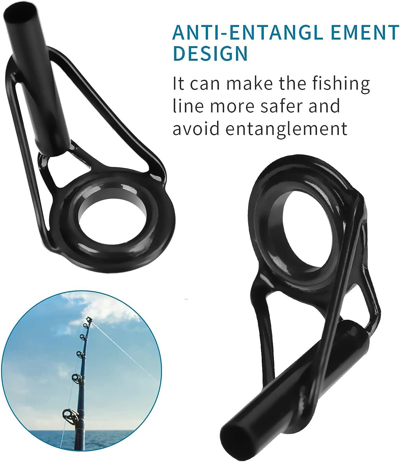 50X Fishing Rod Tip Ceramic Guide Ring Anti-Tangle Fishing Rod Tip