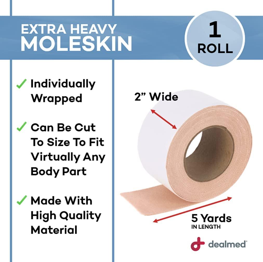 Dealmed Extra Heavy Moleskin Tape 1 Roll, 2" x 5 Yards/Roll Moleskin