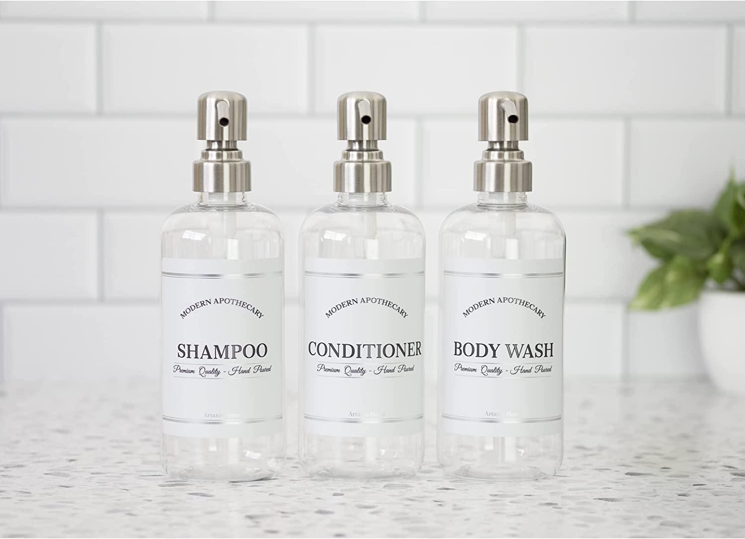 Clear Refillable Shampoo and Conditioner Bottles Body Wash, Shampoo