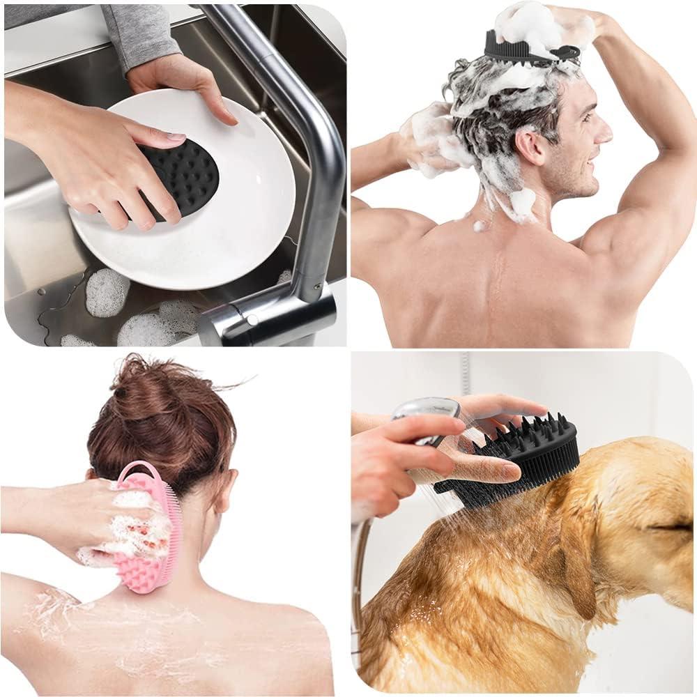 2 In 1 Bath And Shampoo Brush, Silicone Body Scrubber For Use In Shower,  Exfoliating Body Brush, Premium Silicone Loofah, Head Scrubber, Scalp  Massage