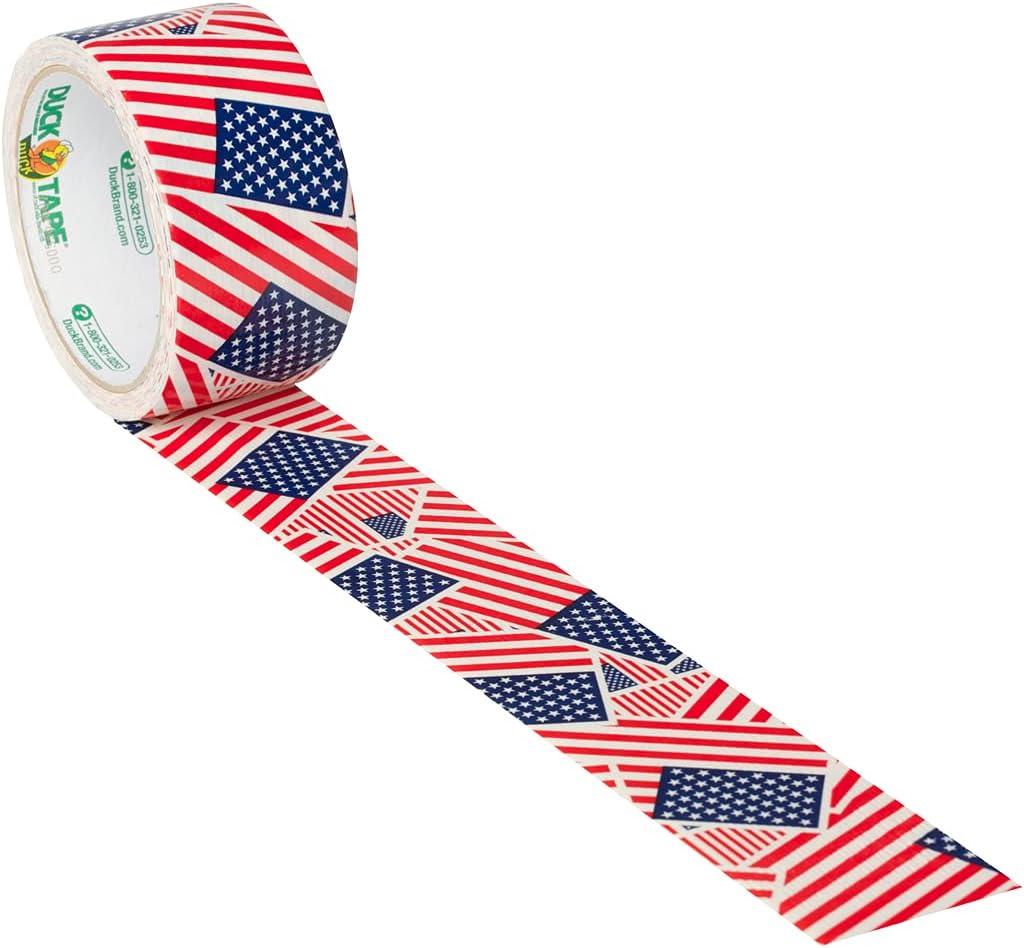 Duck Brand 283046_C Duck Printed Duct Tape, 6-Roll, US Flag, 6 Rolls US  Flag 6-Roll