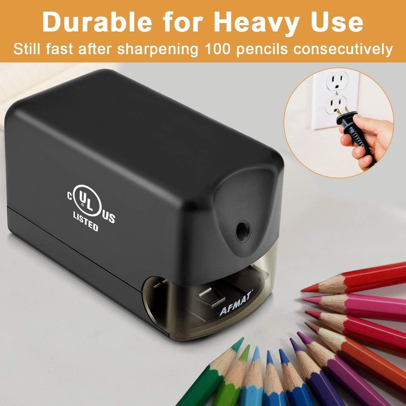 AFMAT Electric Pencil Sharpener, Heavy Duty Classroom Pencil Sharpeners for  6.5-8mm No.2/Colored Pencils, UL Listed Industrial Pencil Sharpener
