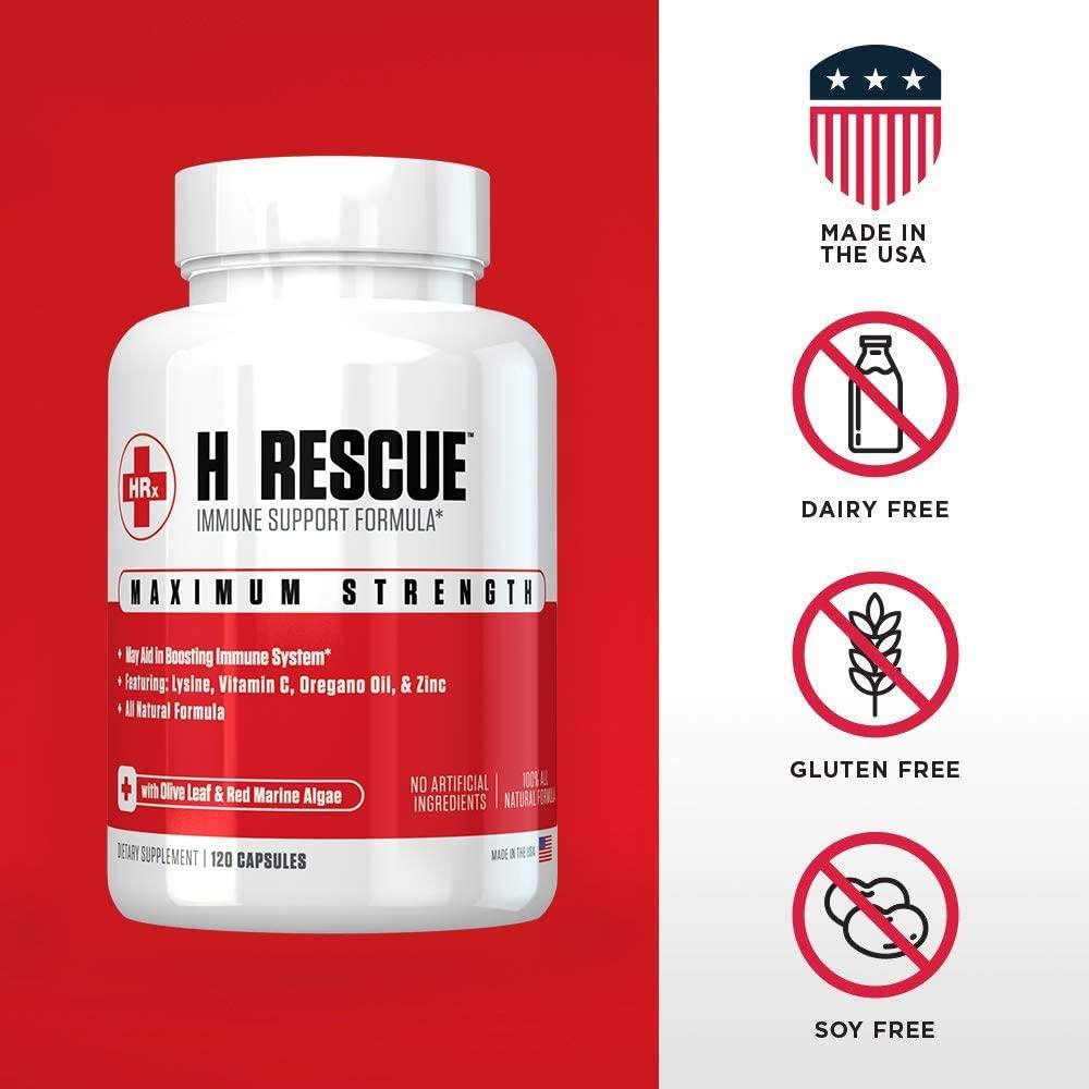 H Rescue Immune Support Formula with Lysine, Zinc, Vitamin C, Oregano