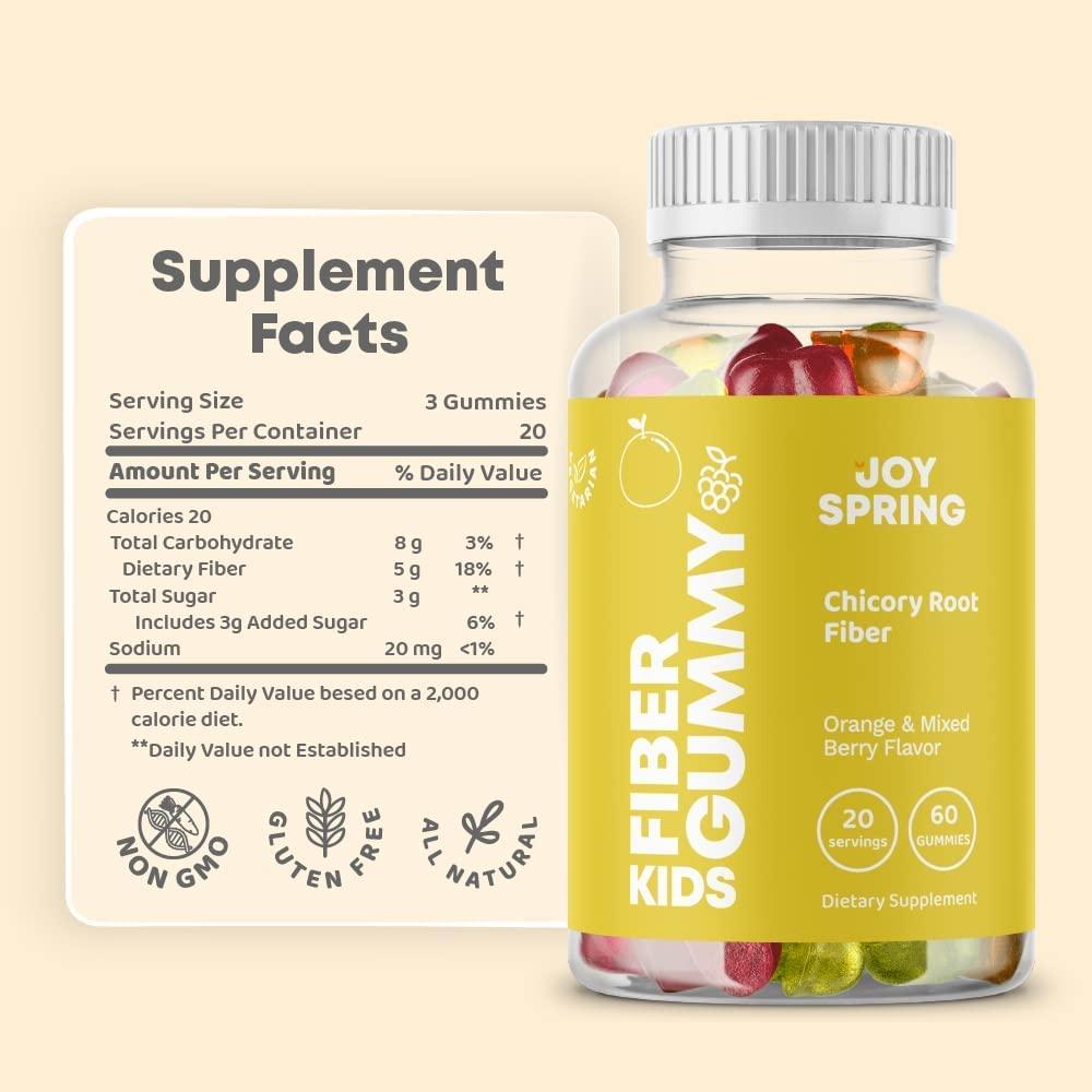 Chewable Fiber Gummies for Kids Orange and Berry Flavored Fiber