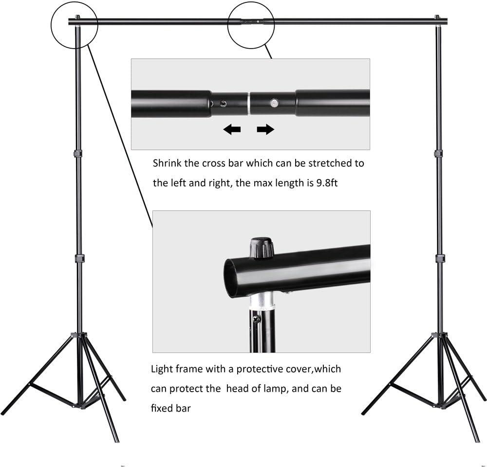 SLOW DOLPHIN Photo Video Studio 10Ft Adjustable Backdrop Support System