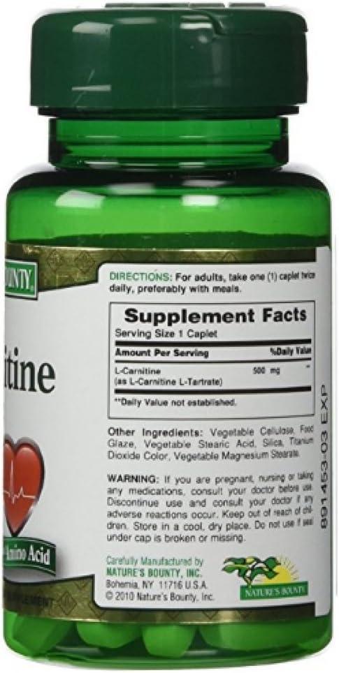 Nature's Bounty L-Carnitine 500mg 30 Caplets (Pack of 2) - Premium Energy  Support | Buy Now with Express International Delivery | GoSupps.com