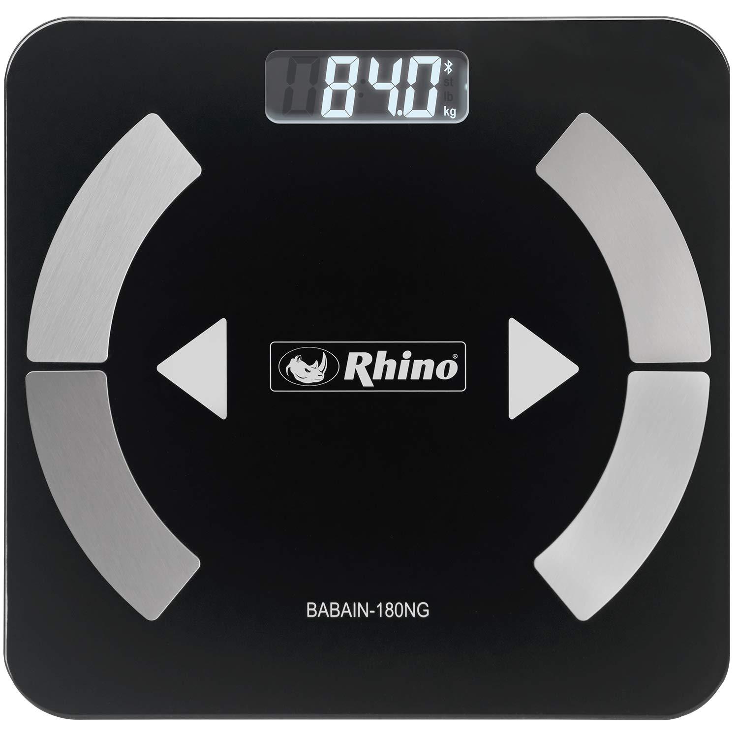  RHINO Smart Scale for Body Weight, High Precision, Bluetooth,  Fitdays App, iOS and Android, Bathroom Wireless Machine for Fat, Muscle,  BMI, 14 Body Indicators, 400lb (Black) : Health & Household
