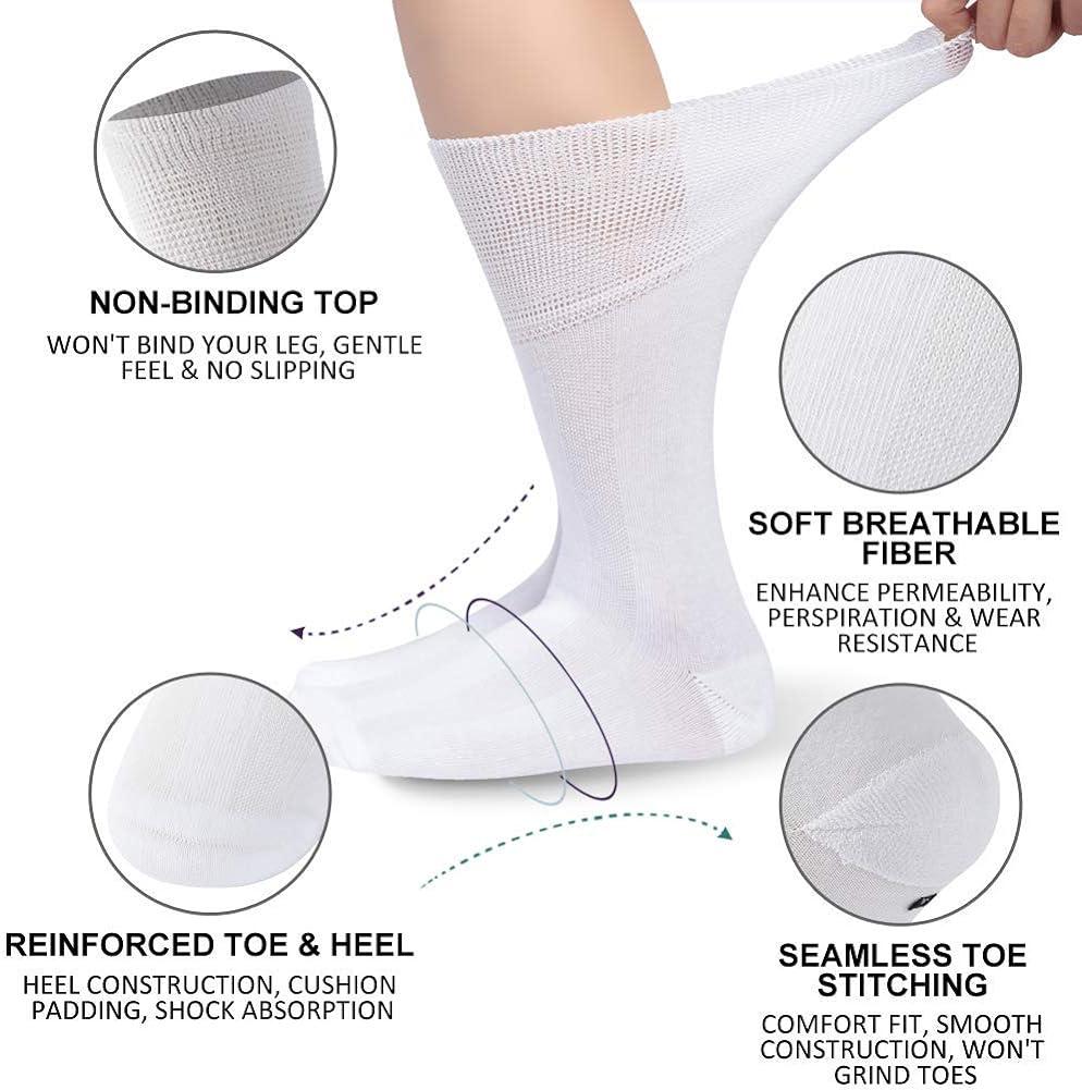 Mens 100% Cotton Non Elastic Top Gentle Grip Socks (Pack Of 6