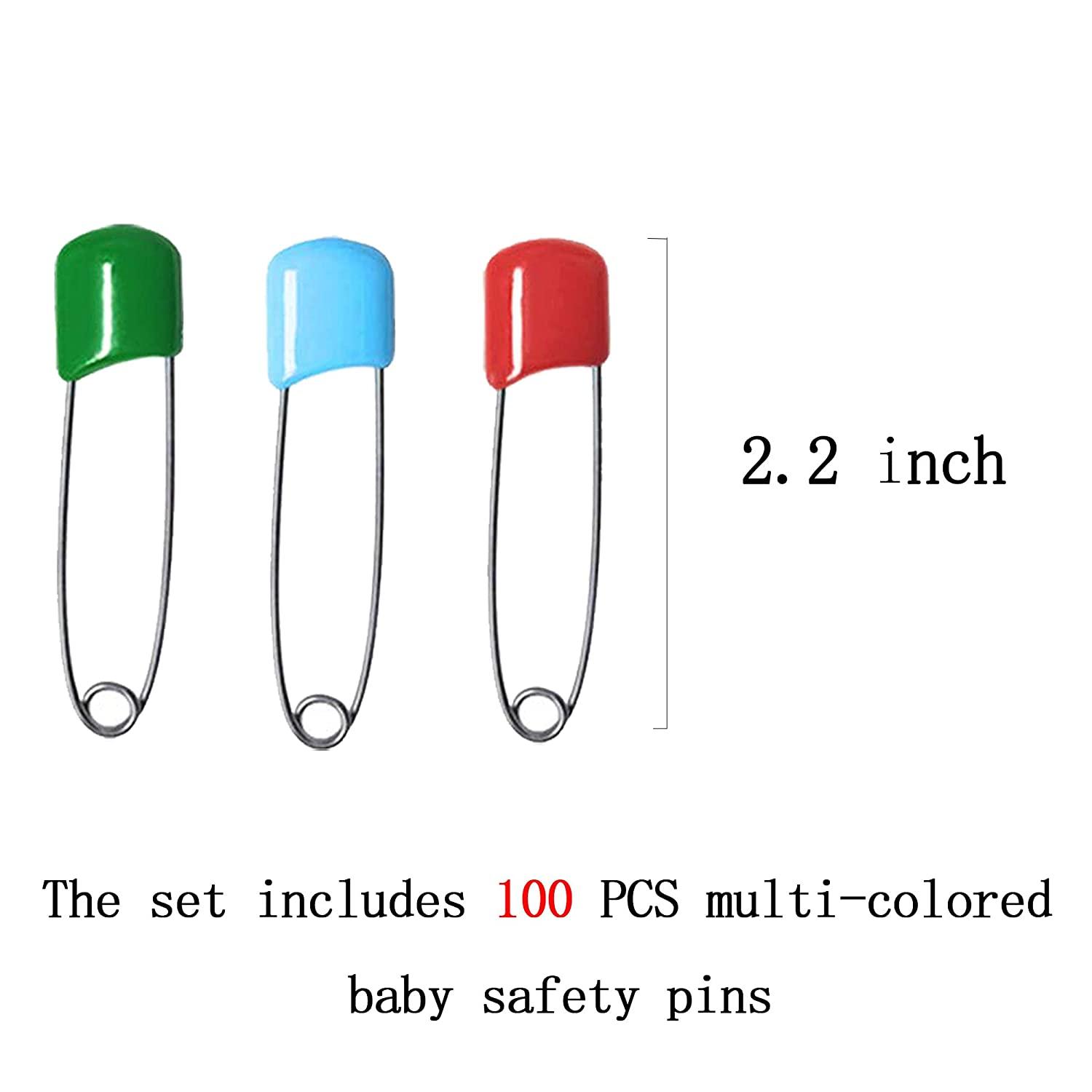 100 Pieces Diaper Pins 2.2 inch Baby Safety Pins Long Plastic Head