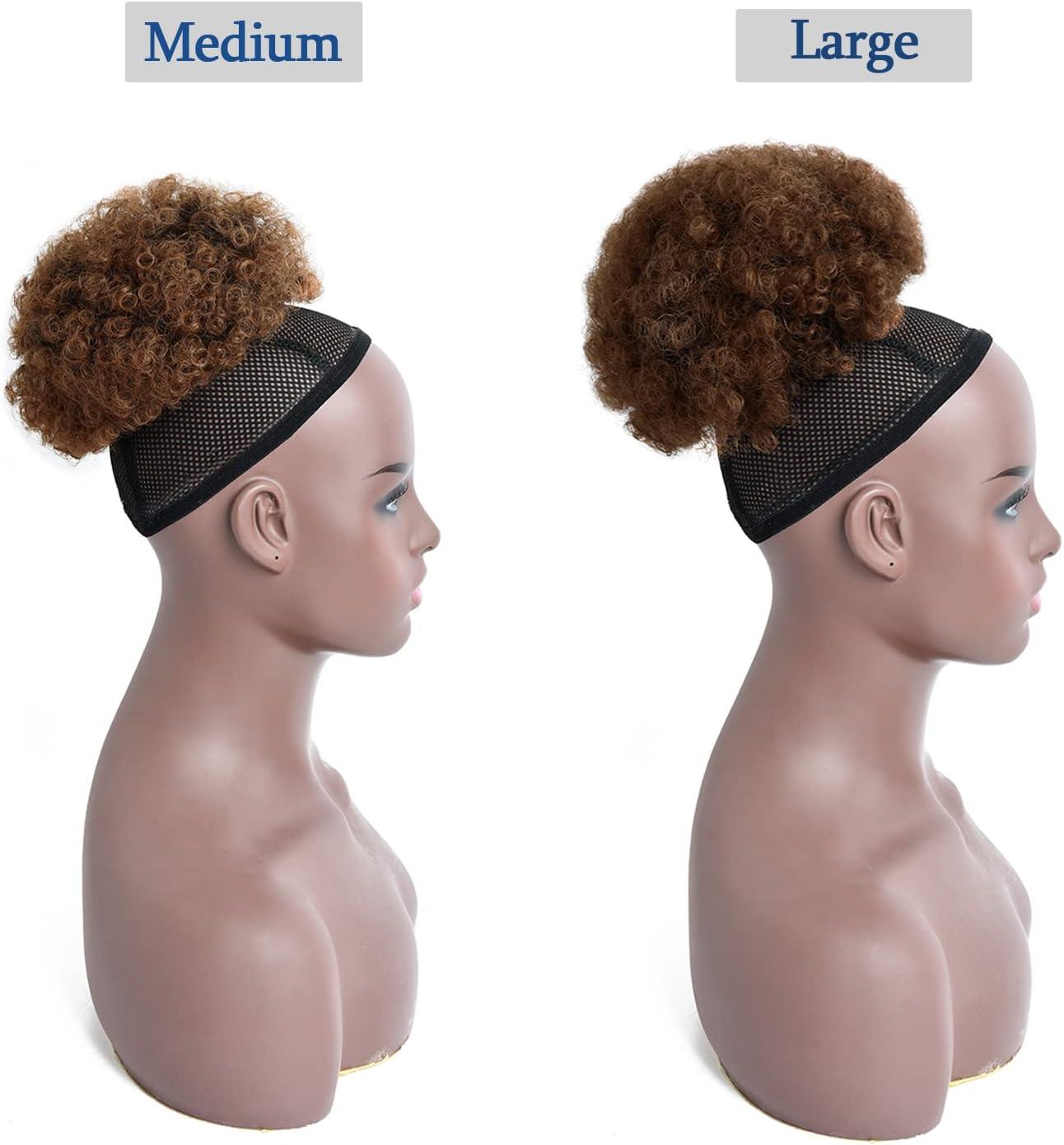 Afro Puff Drawstring Ponytail With Two Clips For Black Women Synthetic Curly Ponytail Bun Extension Hairpieces Updo Hair Extensions (Large, 4