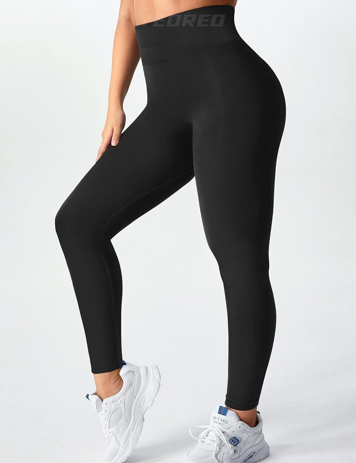 YEOREO Amplify Women's Seamless Scrunch Legging Workout Leggings for Women Butt  Lift Tights Gym High Waist Yoga Pant #0 Black Marl Small