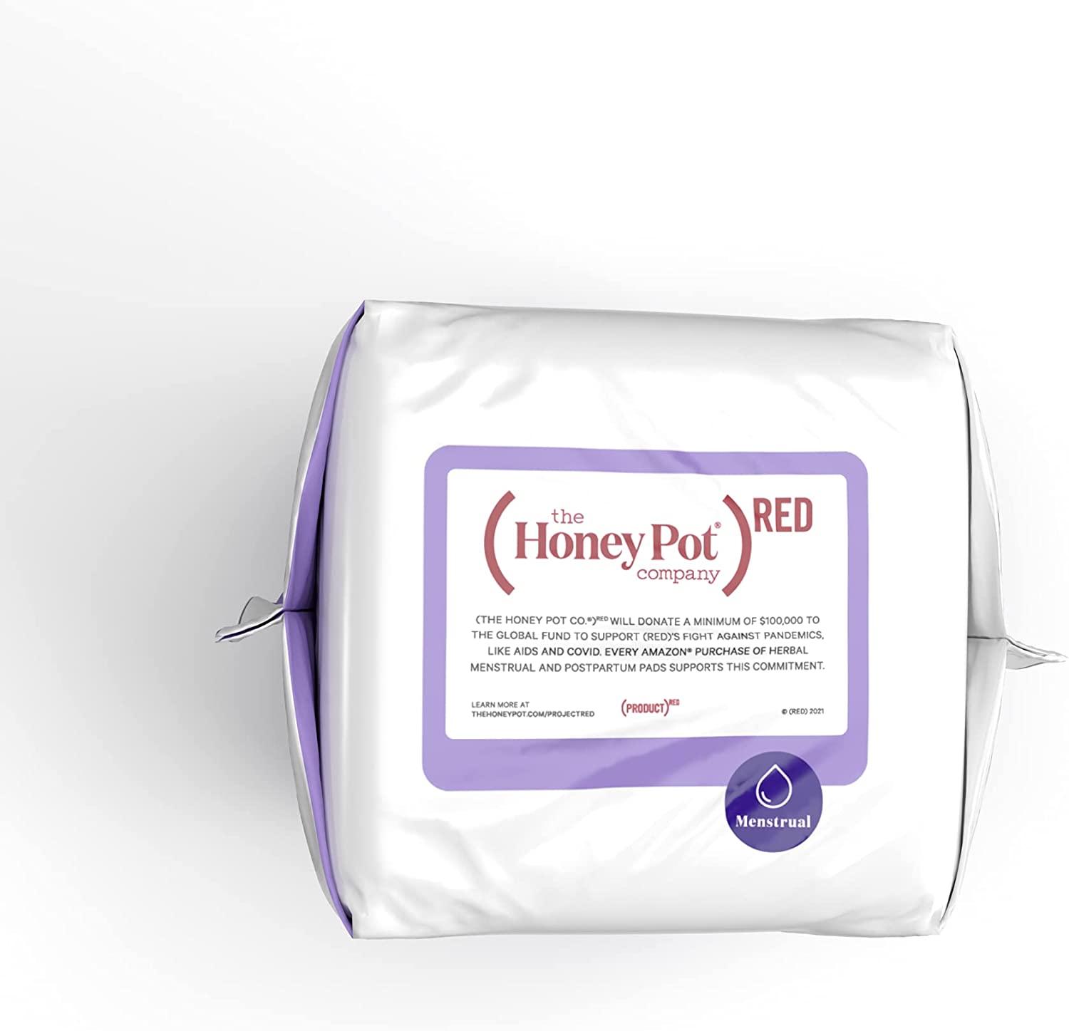 The Honey Pot Company Clean Cotton Overnight Pads (12 Count), Herbal